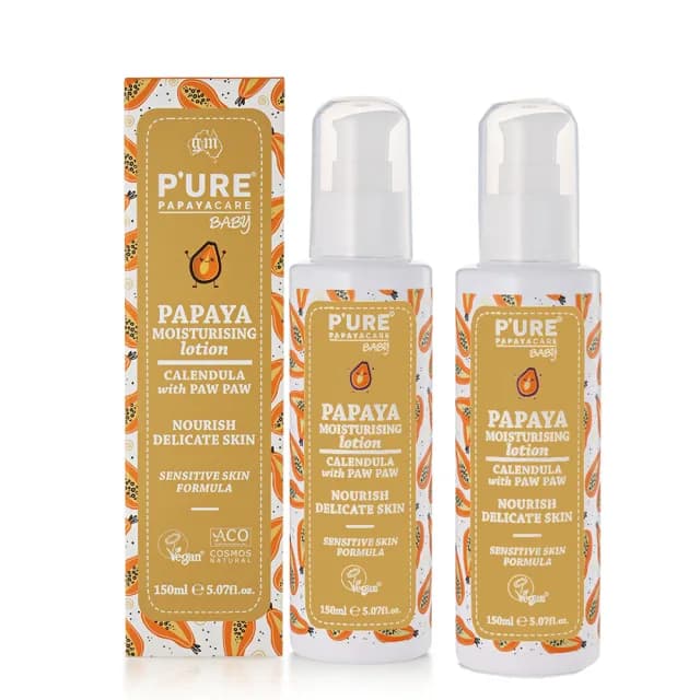 【澳洲 Pure Papayacare 即期品】木瓜嬰兒滋潤乳液含金盞花-2025年11月到期(2入組 150ml/瓶)