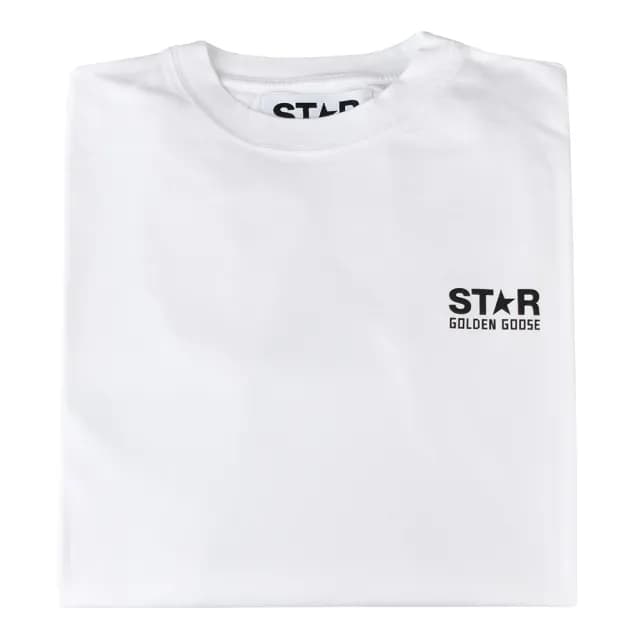 【GOLDEN GOOSE】GOLDEN GOOSE字母LOGO星星設計棉質短袖T-Shirt(白/黑字)
