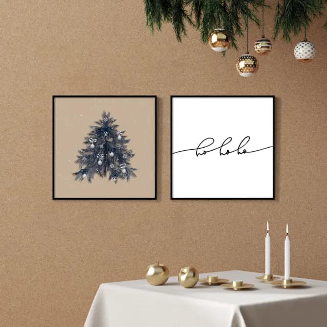 【菠蘿選畫所】Ho Ho Ho-60x60cm(佈置/聖誕節掛畫/交換禮物/空間佈置/北歐/臥房/方形/掛畫)