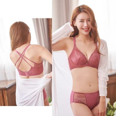 【Daima 黛瑪】2套組 戀戀櫻花A-D/美胸超爆乳美背蕾絲成套內衣組/集中/包覆/禮物/情人節/A.B.C.D罩