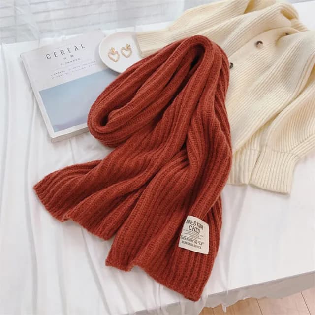 【La Morongo 樂木嚴選】圍巾小米粒元素白色(圍巾/羊毛圍巾/編織圍巾/親膚圍巾)