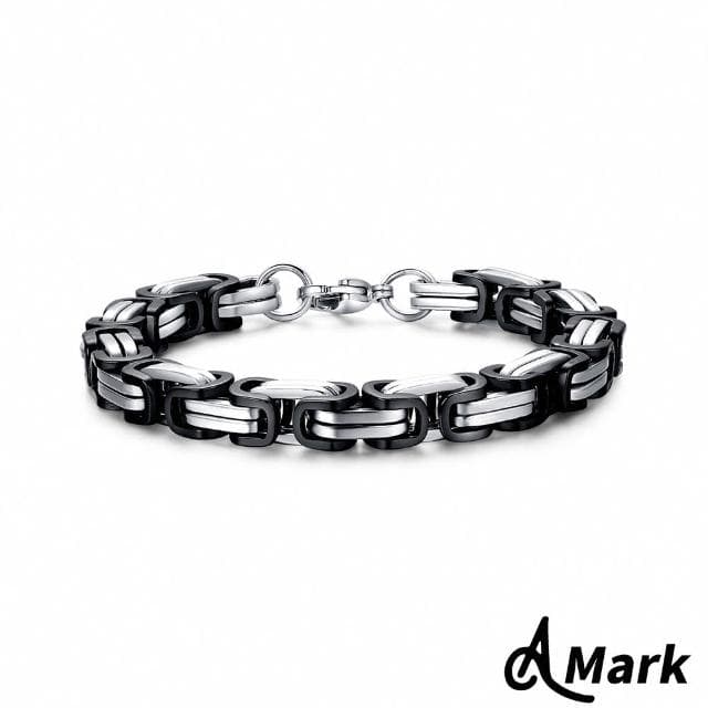 【A MARK】潮流間黑設計個性316L鈦鋼手鍊(鈦鋼手鍊 潮流手鍊 生日禮物 型男手鍊 情人節禮物)