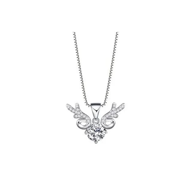 【米蘭精品】現貨+預購 莫桑鑽項鍊925純銀吊墜(1克拉麋鹿鑲鑽鹿角情人節生日聖誕節交換禮物女飾品74an29)