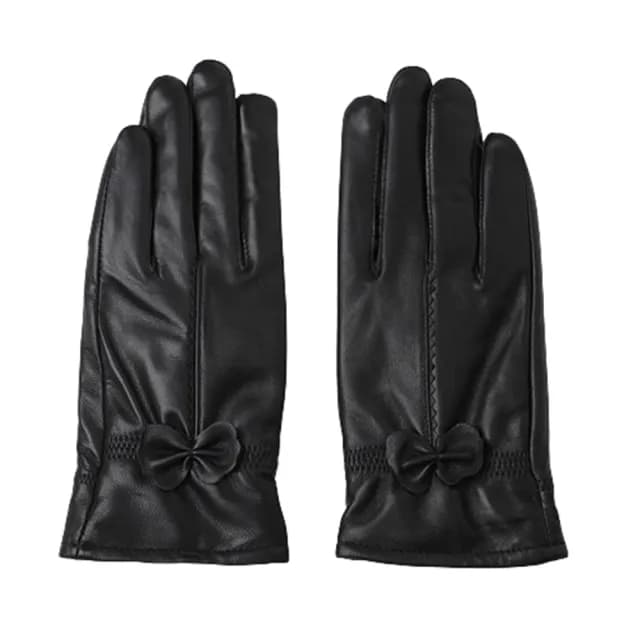 【米蘭精品】現貨+預購 真皮手套羊皮手套(保暖綿羊皮加絨拼皮蝴蝶結女手套情人節生日聖誕節交換禮物73wm59)