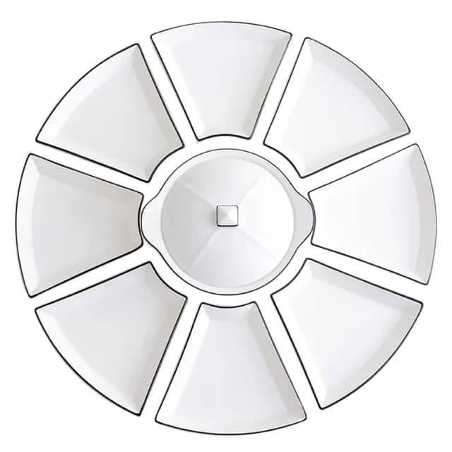 【尚金】陶瓷拼盤餐具 菜盤 宴席拼盤 圓形拼盤(創意菜盤 梯形拼盤8個+防燙雙耳鍋)