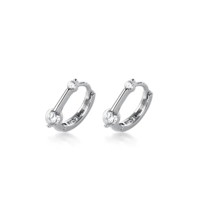 【Porabella】925純銀氣質人工雙鑽耳環 earrings
