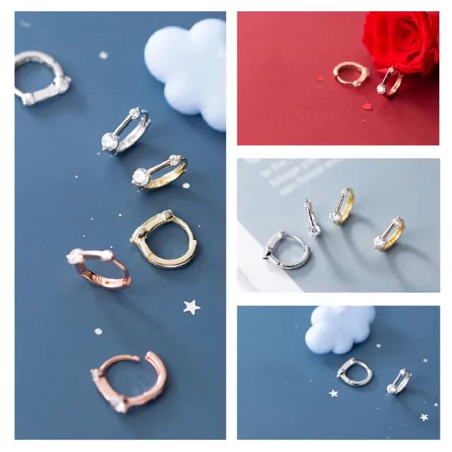 【Porabella】925純銀氣質人工雙鑽耳環 earrings