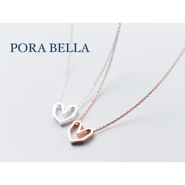 【Porabella】925純銀項鍊 北歐簡潔 幾何愛心 Necklace