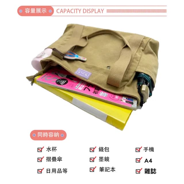 【SPRING】父親節禮物 日式簡約大容量復古肩背帆布包托特包大方包-多色(天然系日式復古帆布大肩背包)