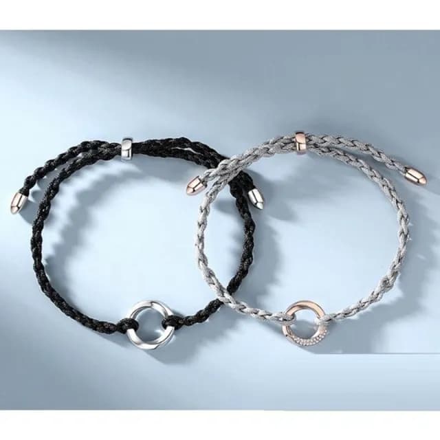 【Porabella】925純銀 純銀手鍊 環扣編織情侶手鏈 編織純銀 情人節禮物 情侶對鍊 告白 銀飾 Bracelet