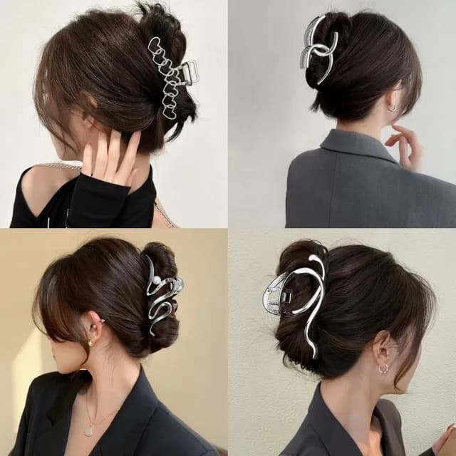 【Gulicc】髮夾 韓版 大髮量 銀色 鯊魚夾(雙11 聖誕節 生日 髮飾 頭飾 鯊魚夾 抓夾 禮物)