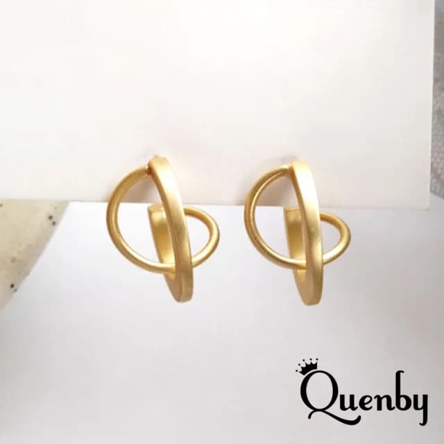 【Quenby】法式復古風簡約幾何耳環(耳針/飾品/配件) - momo購物網 - 好評推薦 -