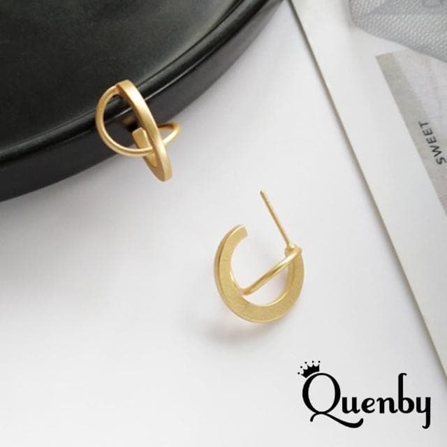【Quenby】法式復古風簡約幾何耳環(耳針/飾品/配件) - momo購物網 - 好評推薦 -