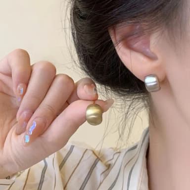 【NDM 南大門】輕奢風拉絲半圓 耳針穿式耳環耳釘耳骨環 耳飾925銀針