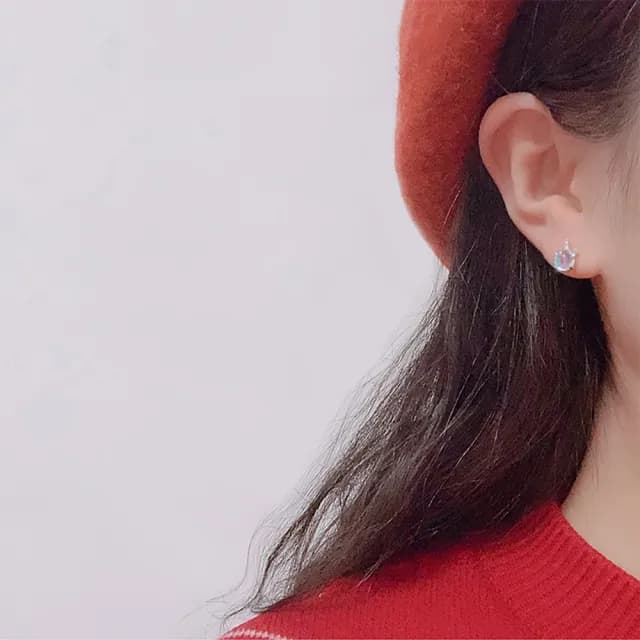 【Umi】可愛獨角獸造型霧面半透明圓珠耳環(日韓時尚潮流銀色女飾品)