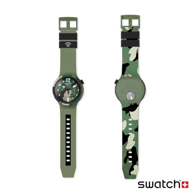 【SWATCH】BIG BOLD系列手錶 生物陶瓷 迷彩綠 男錶 女錶 手錶 瑞士錶 錶(47mm)