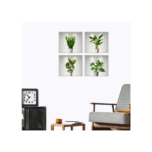 【北熊の天空】仿綠盆栽牆貼 創意假櫥窗設計 植物牆 裝飾牆貼 客廳臥室 裝飾 創意牆貼(牆貼 壁貼)