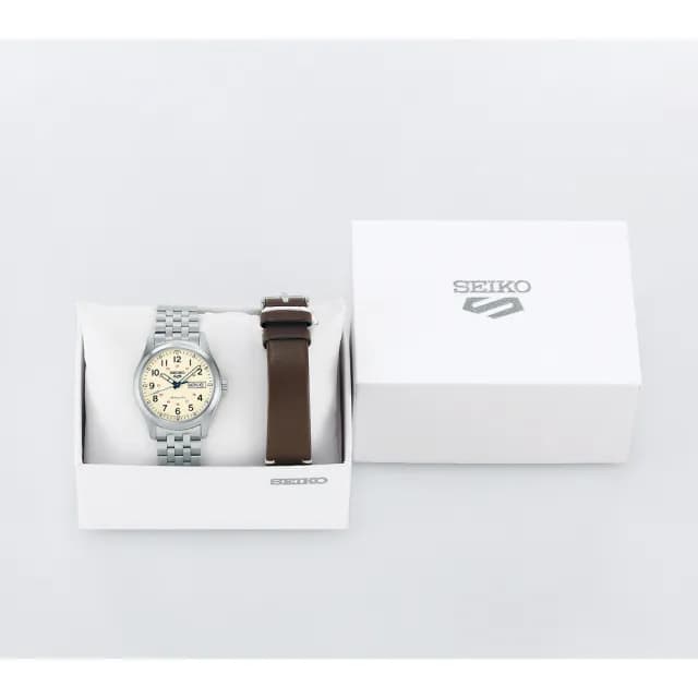 【SEIKO 精工】5 Sports 製錶110週年限量機械錶 套錶 男錶 父親節禮物(SRPK41K1/4R36-15L0S)