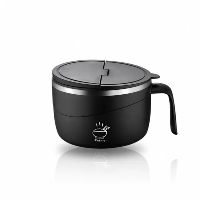 【CW LIFEGROUP 可營生活選物】韓式 304不鏽鋼泡麵碗帶蓋包含餐具1200ml(泡麵碗/露營碗/旅遊碗/附瀝水孔)