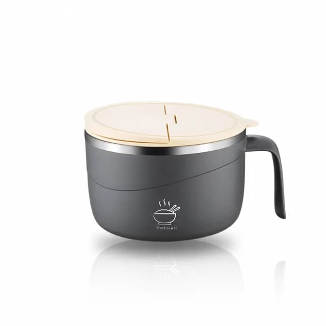 【CW LIFEGROUP 可營生活選物】韓式 304不鏽鋼泡麵碗帶蓋包含餐具1200ml(泡麵碗/露營碗/旅遊碗/附瀝水孔)