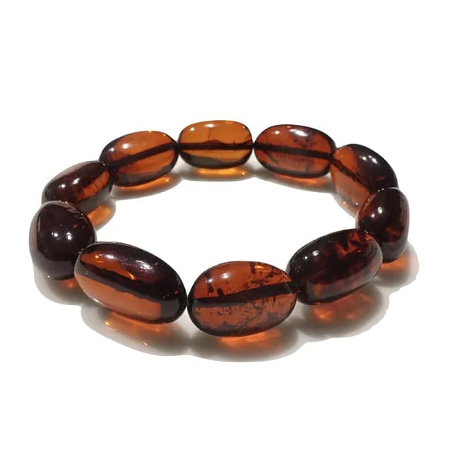 【Alamode】橄欖形天然血珀手鍊 健康運佳(波羅的海琥珀)