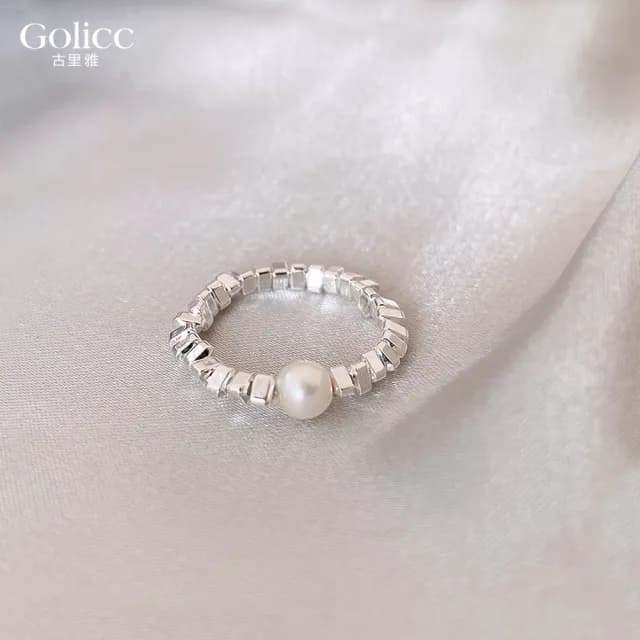 【Gulicc】戒指 不規則 碎銀子 珍珠(雙11 聖誕節 生日 造型戒 食指戒 尾戒 禮物)