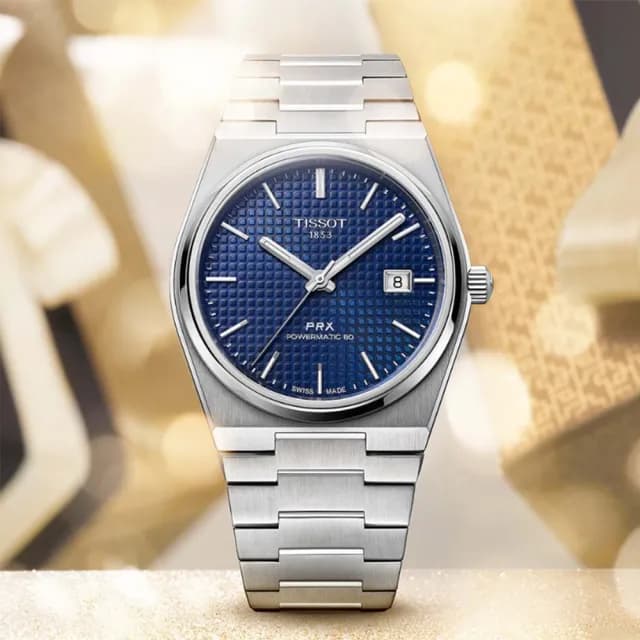 【TISSOT 天梭】PRX 系列 70年代復刻機械錶-藍/40mm 禮物 送禮 推薦(T1374071104100)