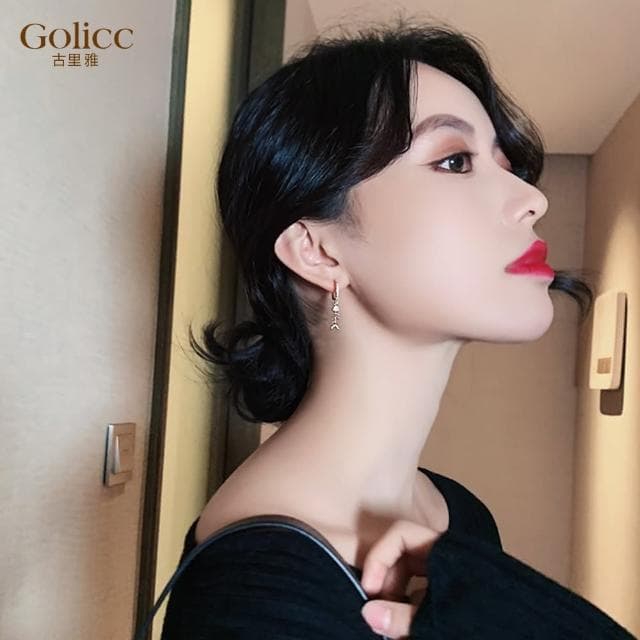 【Golicc】耳環 微鑲 小魚 時尚(母親節 生日 情人節 飾品 耳飾 耳墜 禮物)