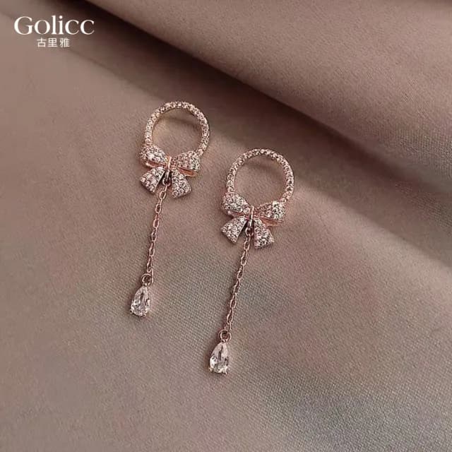 【Golicc】蝴蝶結流蘇耳環(七夕 情人節 生日 飾品 耳釘 耳飾 耳墜 禮物)