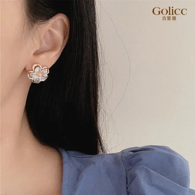 【Golicc】耳環 貝殼 花朵(99購物限定 生日 飾品 耳釘 耳飾 耳墜 禮物)