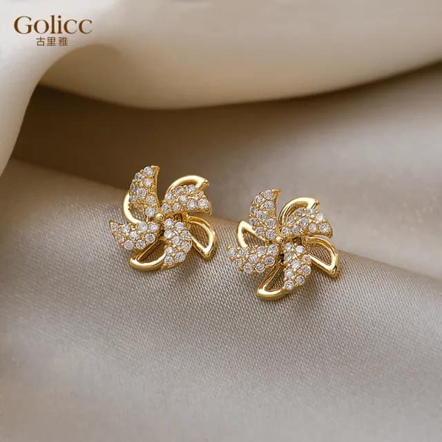 【Golicc】耳環 旋轉 風車(七夕 情人節 生日 飾品 耳釘 耳飾 耳墜 禮物)