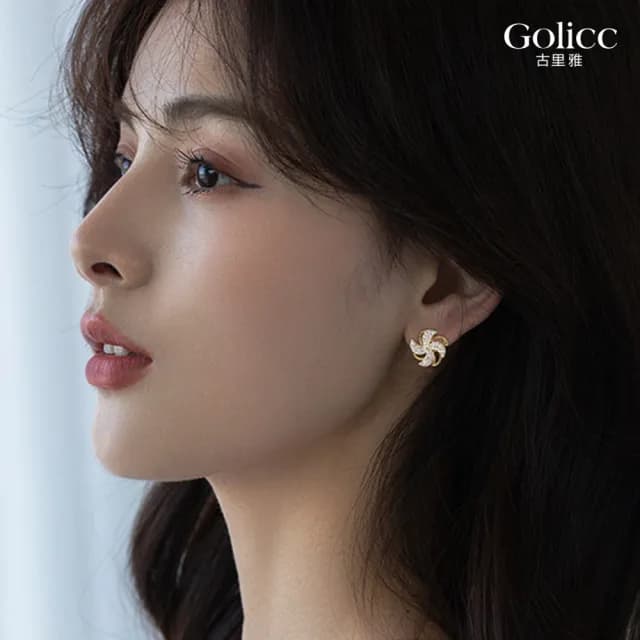 【Golicc】耳環 旋轉 風車(七夕 情人節 生日 飾品 耳釘 耳飾 耳墜 禮物)