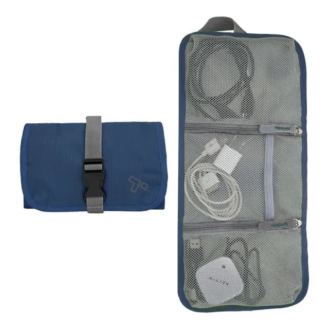 【Travelon】扣式3C線材收納包 藍 / 旅遊 電子用品 零錢小物 收納袋 七夕情人節禮物 送禮