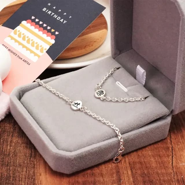 【ART64】雙11 雙魚座 彌月祝福手鍊 新生兒 生日禮物(925純銀兒童手鍊)