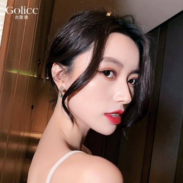 【Golicc】耳環 祖母綠 水滴(母親節 生日 情人節 飾品 耳釘 耳飾 耳墜 禮物)