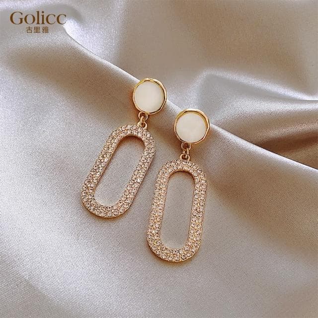 【Golicc】耳環 韓版 鑲鑽(母親節 生日 情人節 飾品 耳釘 耳飾 耳墜 禮物)