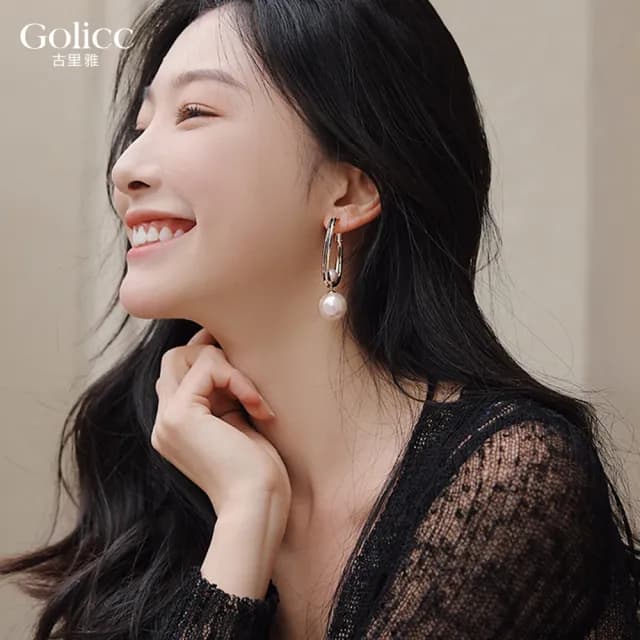 【Golicc】耳環 貴氣 珍珠(七夕 情人節 生日 飾品 耳釘 耳飾 耳墜 禮物)