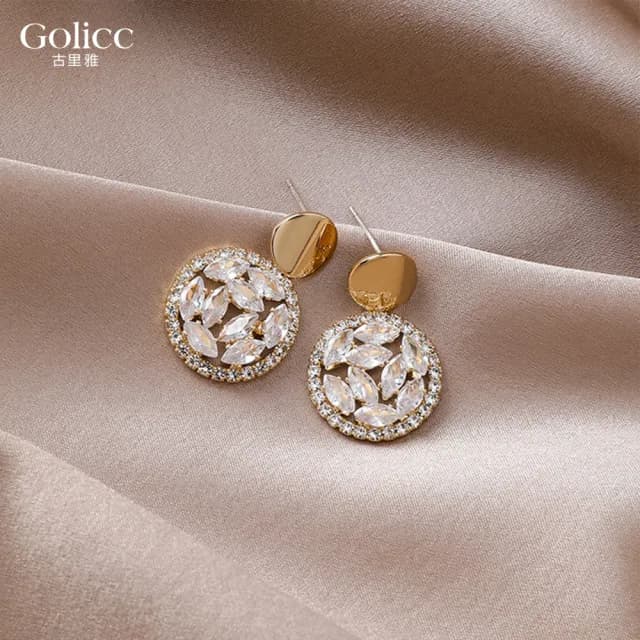 【Golicc】璀璨 圓形 耳環(99購物限定 生日 飾品 耳釘 耳飾 耳墜 禮物)