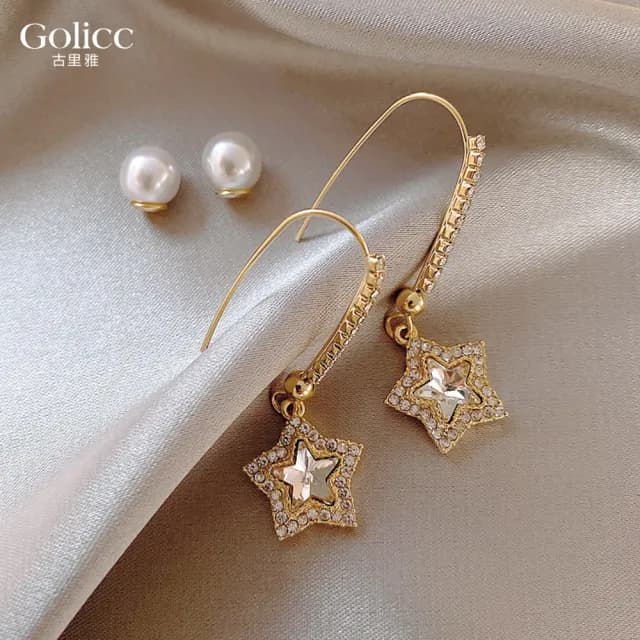 【Golicc】耳環 五角星(七夕 情人節 生日 飾品 耳釘 耳飾 耳墜 禮物)
