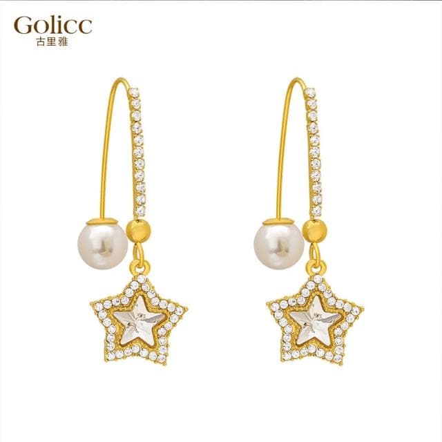 【Golicc】耳環 五角星(母親節 生日 情人節 飾品 耳釘 耳飾 耳墜 禮物)