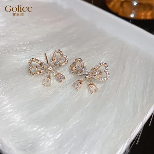 【Golicc】耳環 蝴蝶結(七夕 情人節 生日 飾品 耳釘 耳飾 耳墜 禮物)