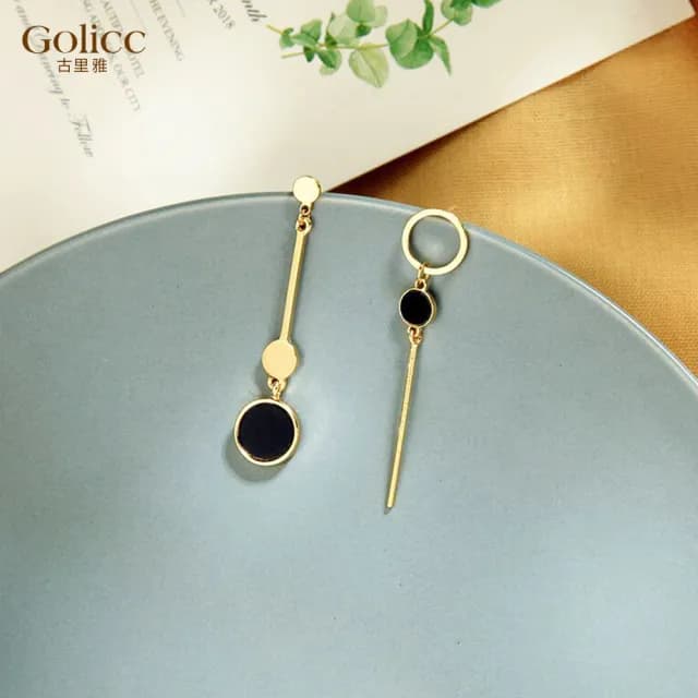 【Golicc】耳環 不對稱 長款(99購物限定 生日 飾品 耳釘 耳飾 耳墜 禮物)