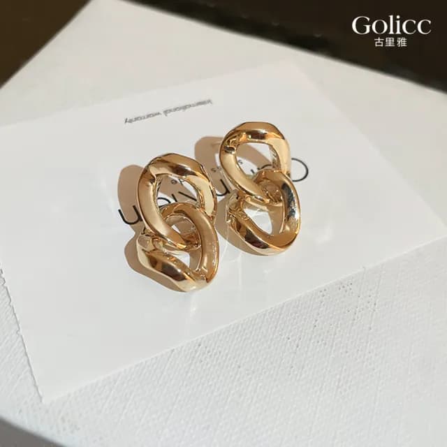 【Golicc】耳環 照后者 同款 纏繞 鍊條(七夕 情人節 生日 飾品 耳釘 耳飾 耳墜 禮物)