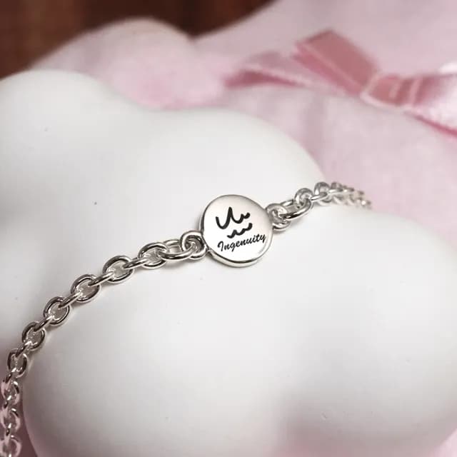 【ART64】雙11 水瓶座 彌月祝福手鍊 新生兒 生日禮物(925純銀兒童手鍊)