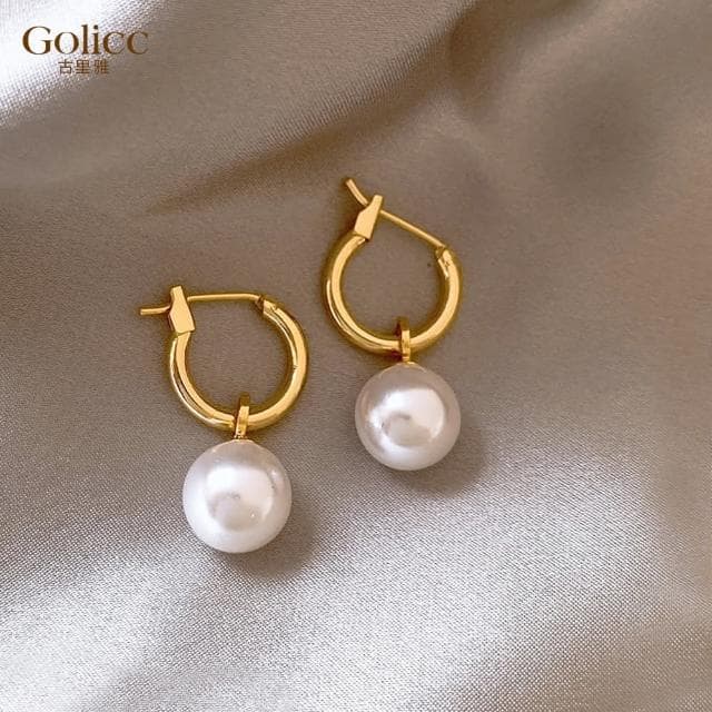 【Golicc】耳環 明星同款 最愛經典珍珠(母親節 生日 情人節 飾品 耳釘 耳飾 耳墜 禮物)