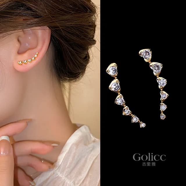 【Golicc】耳環 金色 愛心(雙11 聖誕節 生日 飾品 耳釘 耳飾 耳墜 禮物)