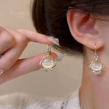 【Golicc】耳環 如意 平安鎖(七夕 情人節 生日 飾品 耳釘 耳飾 耳墜 禮物)