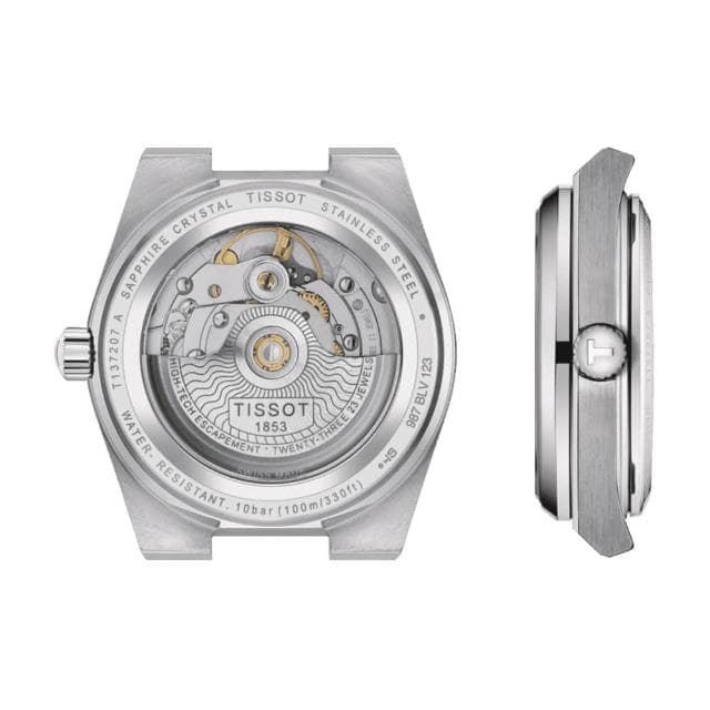 【TISSOT 天梭 官方授權】PRX系列 復古風酒桶型淑女機械錶-35mm 情人節 禮物(T1372071105100)