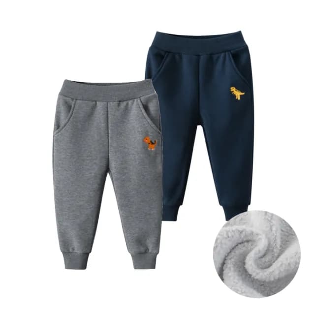 【橘魔法】刺繡暴龍厚棉絨運動褲(男童 長褲 棉褲 縮口褲 褲子 童裝 兒童 恐龍 保暖)