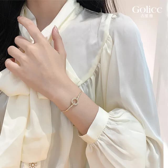 【Golicc】手鍊 滿鑽 圓環(七夕 情人節 生日 手環 手繩 首飾 飾品 禮物)